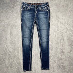 Rock Revival Johanna Skinny Jeans Size 26 Dark Wash Distressed Denim For Women